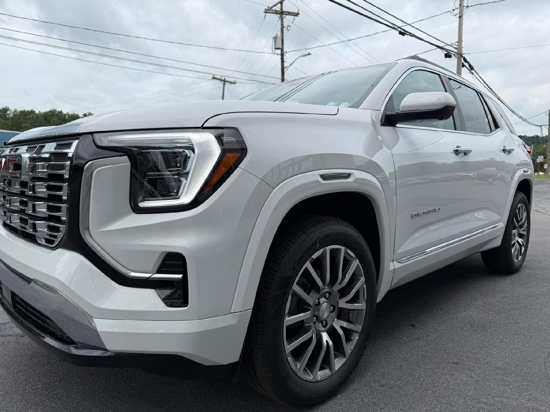 2026 GMC Terrain Denali in Summit White — front three-quarter view