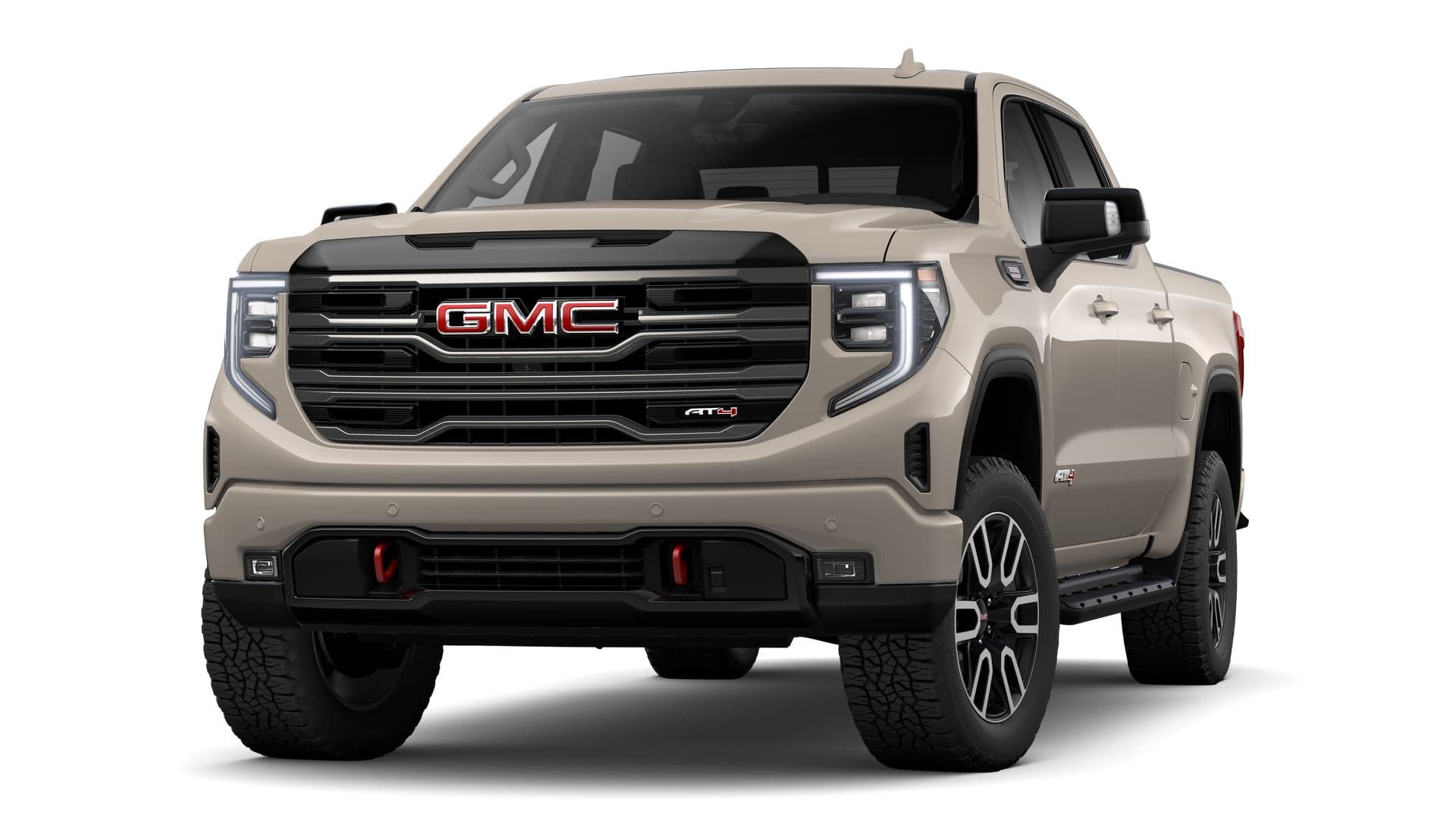 2026 GMC Sierra 1500 AT4 in Coastal Dune — front three-quarter view