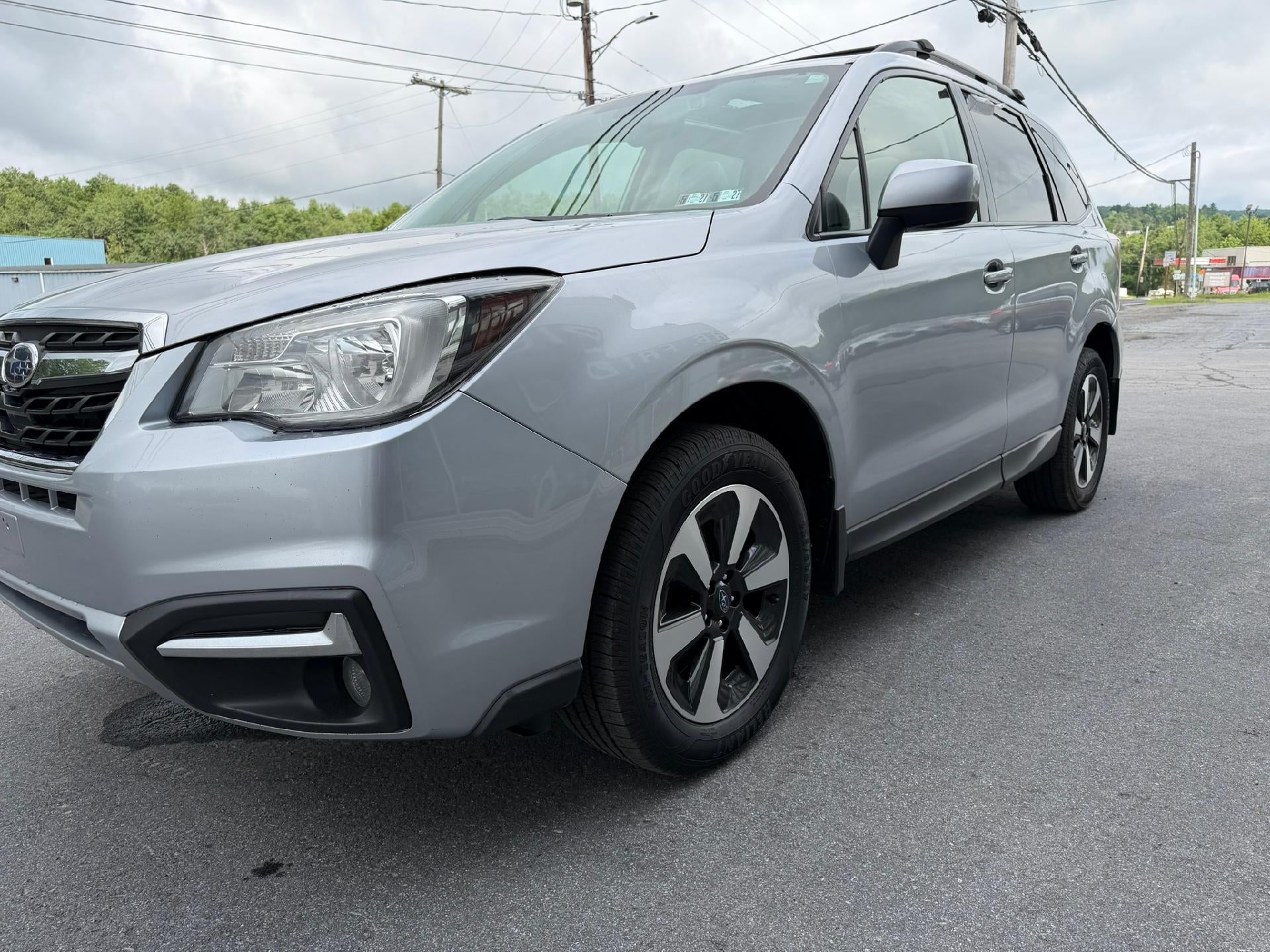 2018 Subaru Forester Premium in Silver — front three-quarter view